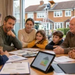Home energy adviser discussing loft insulation grant eligibility with different UK households.